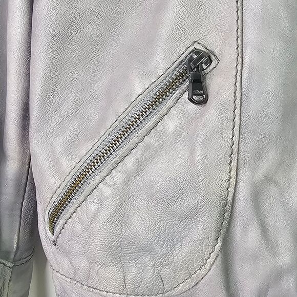 Guess Gray Leather Motorcycle Bomber Jacket - Picture 6 of 12